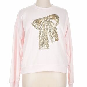 Philosophy Light Pink Sweatshirt with Gold Sequin Bow